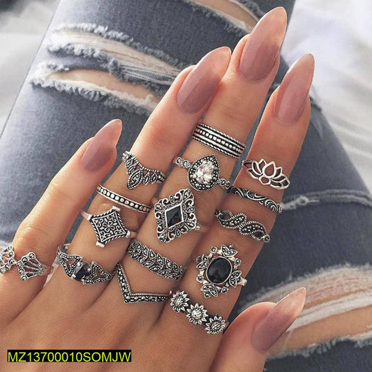 Pack of 15 trendy rings for girls