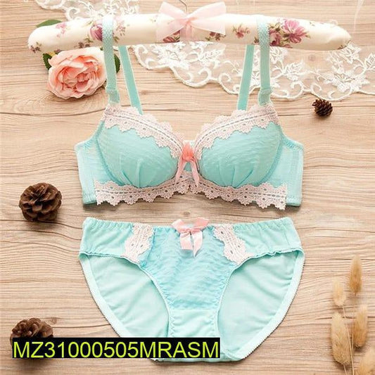 Cotton net lace work padded bikni set