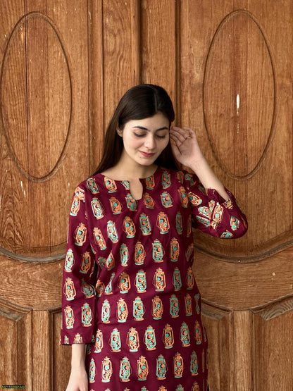 Two PCs women stitched printed Arabic lawn suite shirt and trouser