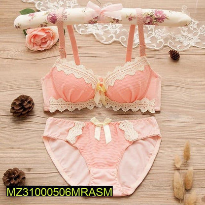 Cotton net lace work padded bikni set