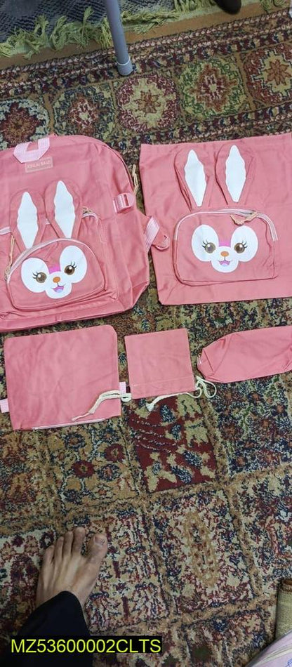 Rabbit style 5 PCs nylon backpack set