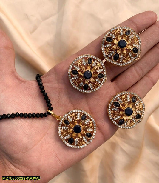 Multi stones pendant locket set