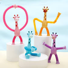 Telescopic Giraffe Pop Lights Tube - Sensory Suction Cup Toy for Kids | Stress Relief & Fun Play