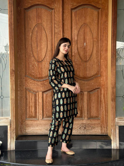 Two PCs women stitched printed Arabic lawn suite shirt and trouser