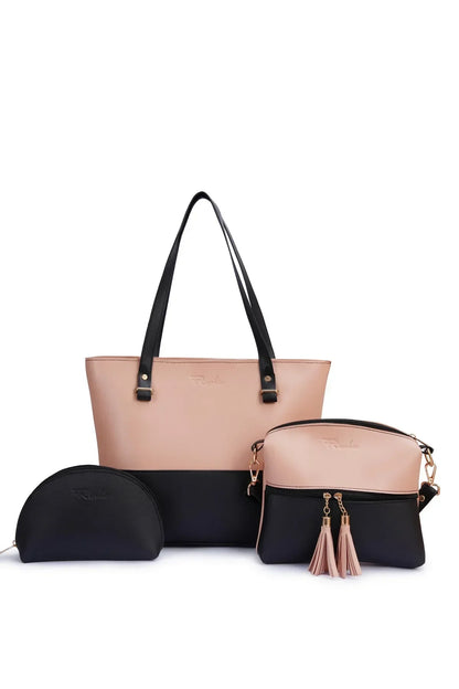 PeachBlack Combo 3 Piece women handbags set