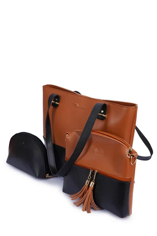 PeachBlack Combo 3 Piece women handbags set