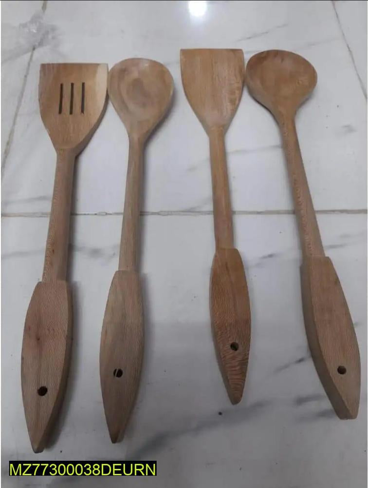 4 PCs wooden spatula spoons set