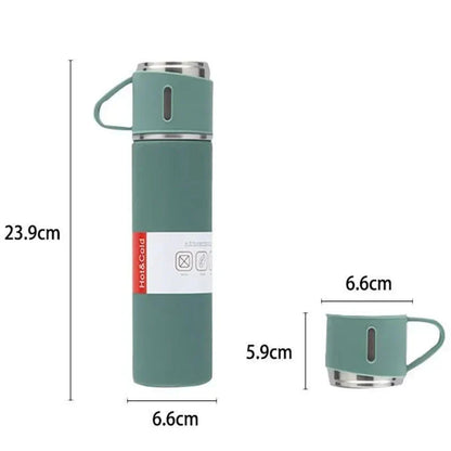 Stainless Steel Vacuum Thermal Flask Set with 3 cups-500ML