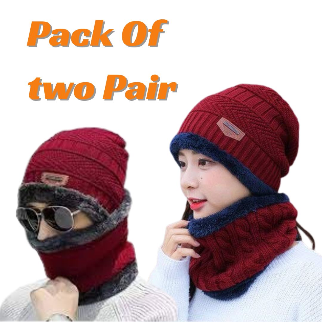 Pack of 2 pair Winter Cap And Neck Warmer For For Unisex
