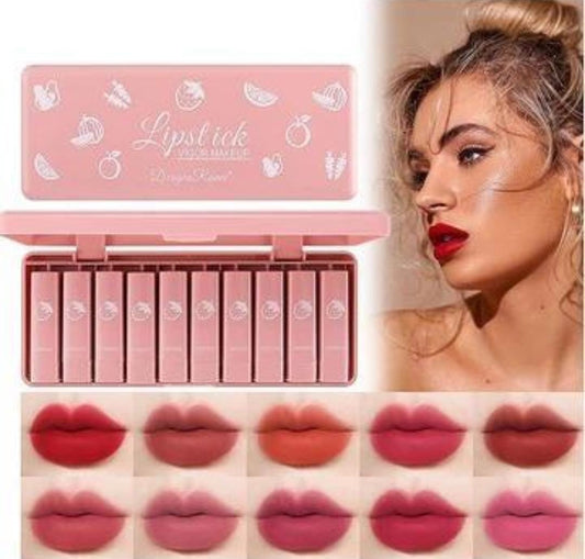 Pack of 10 Dragon Ranee Lipstick Set - Vibrant & Long-Lasting Shades