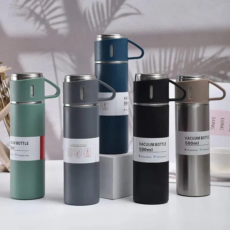 Stainless Steel Vacuum Thermal Flask Set with 3 cups-500ML