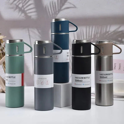 Stainless Steel Vacuum Thermal Flask Set with 3 cups-500ML
