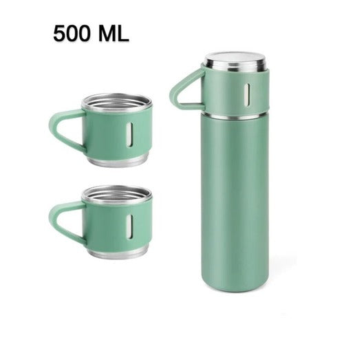 Stainless Steel Vacuum Thermal Flask Set with 3 cups-500ML