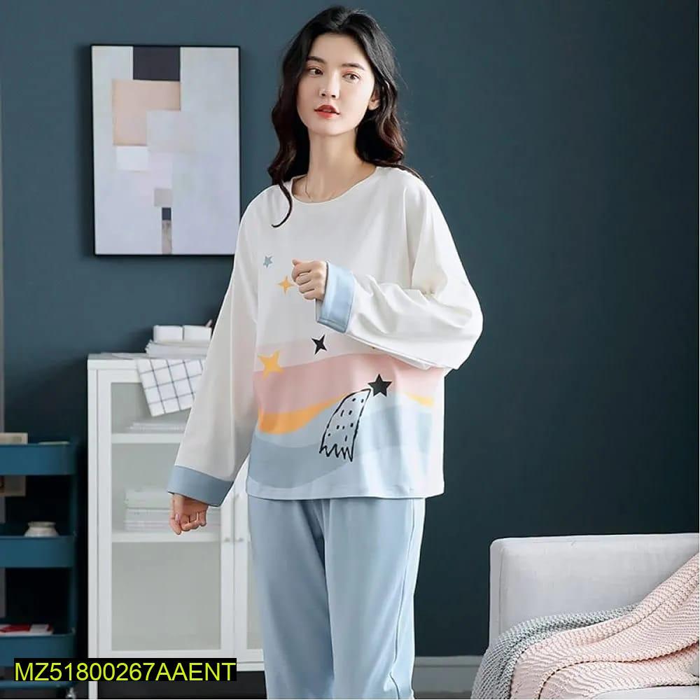 2 pcs women stitched PC interlock sleepwear