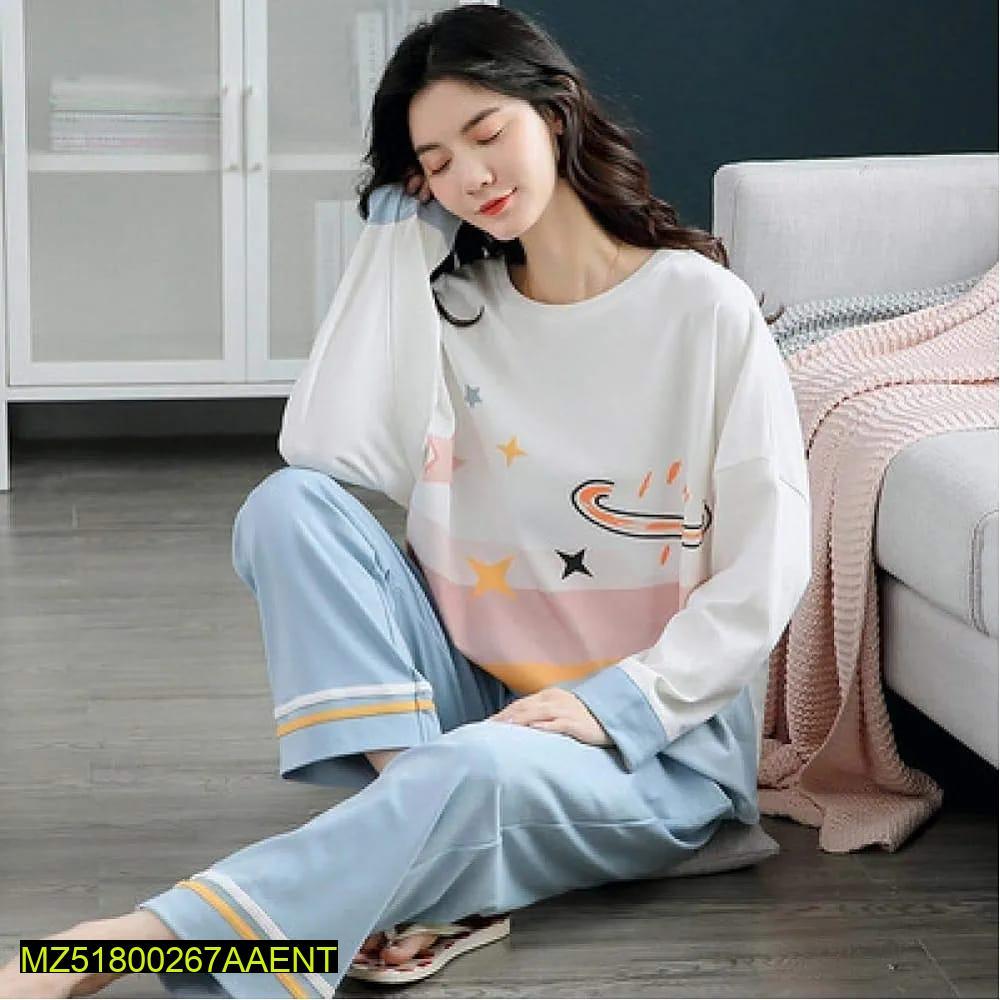 2 pcs women stitched PC interlock sleepwear