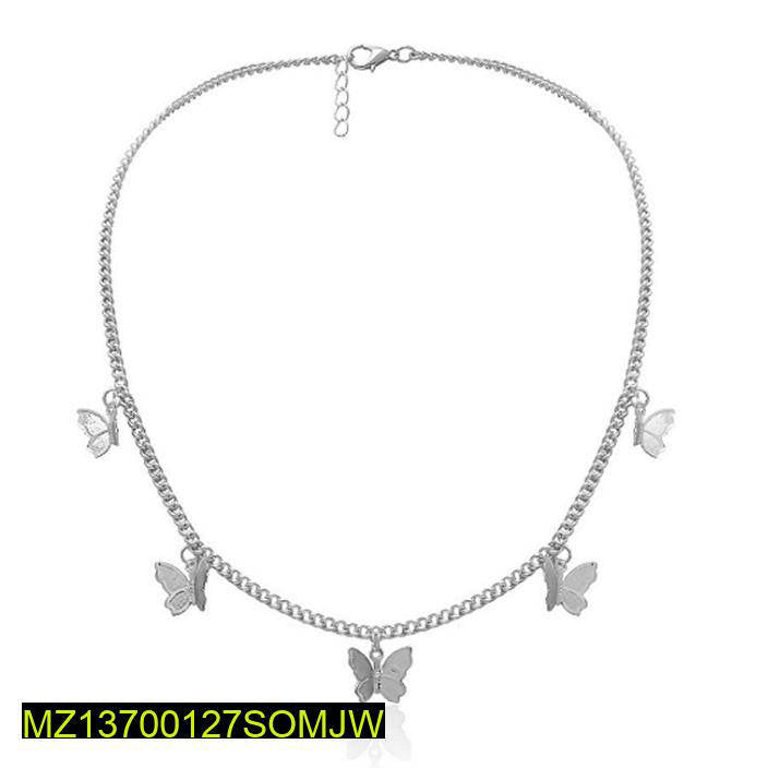 Silver plated beautiful butterfly hanging choker pendant