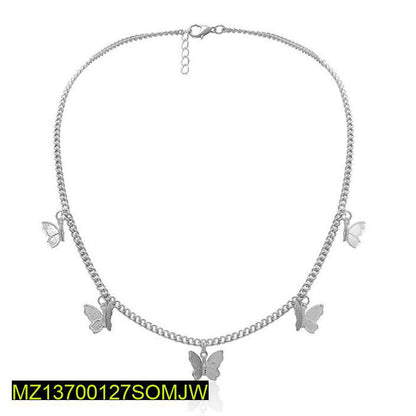 Silver plated beautiful butterfly hanging choker pendant