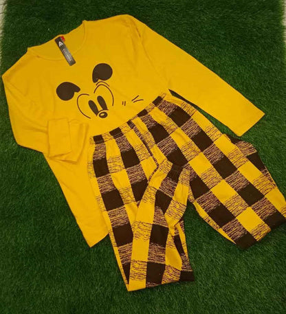 2 Pieces women stitched jersey printed night suit