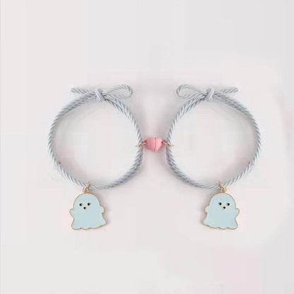 Trendy magnetic couple heart ghost bracelets