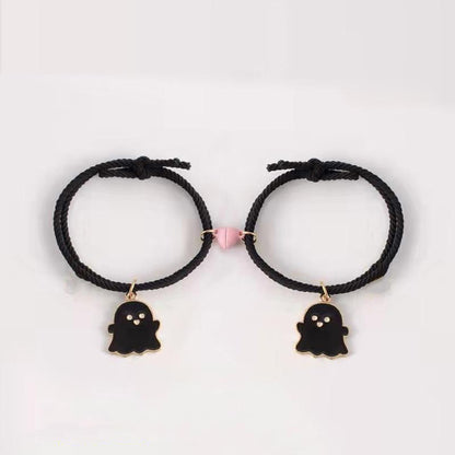 Trendy magnetic couple heart ghost bracelets