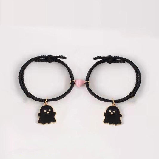 Trendy magnetic couple heart ghost bracelets