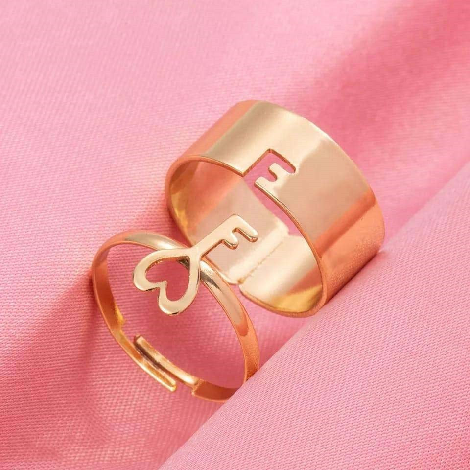 2 pieces lock and key couple rings