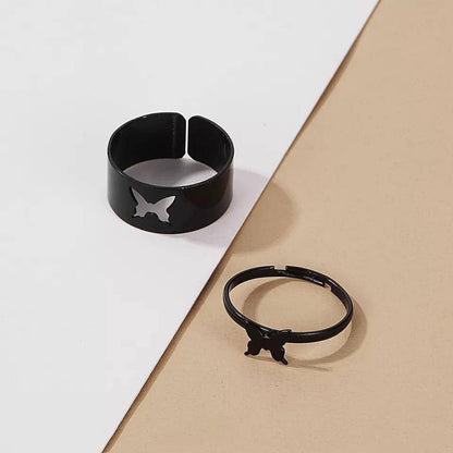 2 pieces trendy butterfly design couple rings