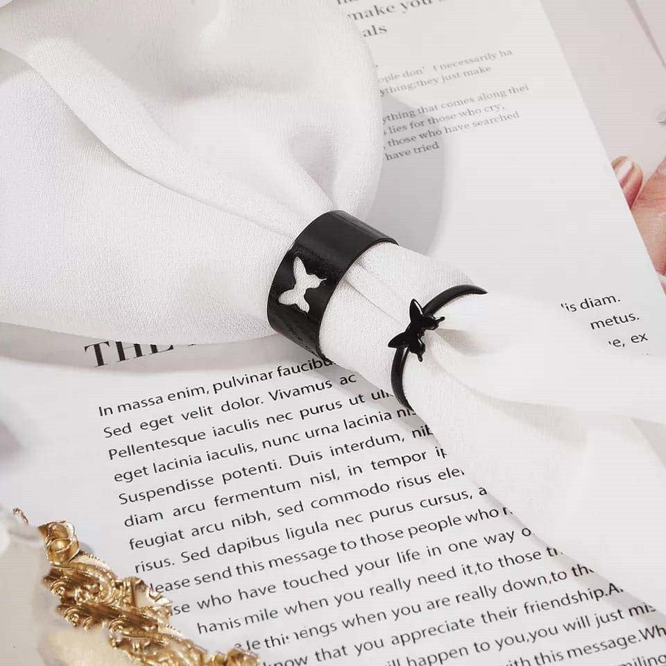 2 pieces trendy butterfly design couple rings