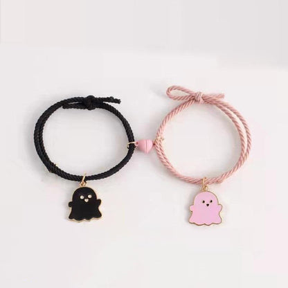 Trendy magnetic couple heart ghost bracelets