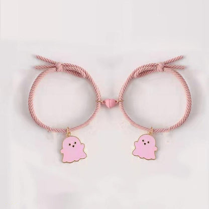 Trendy magnetic couple heart ghost bracelets