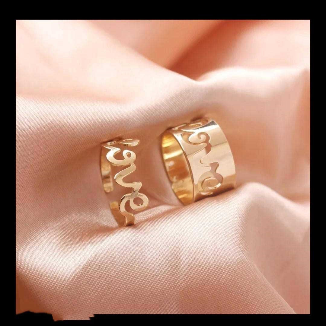 2 pieces trendy couple love rings