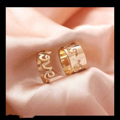 2 pieces trendy couple love rings
