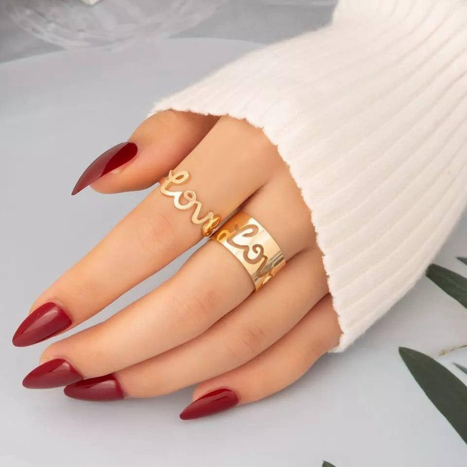 2 pieces trendy couple love rings