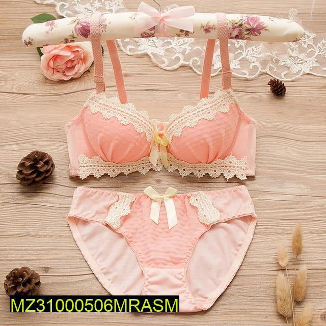 Cotton net lace work padded bikni set