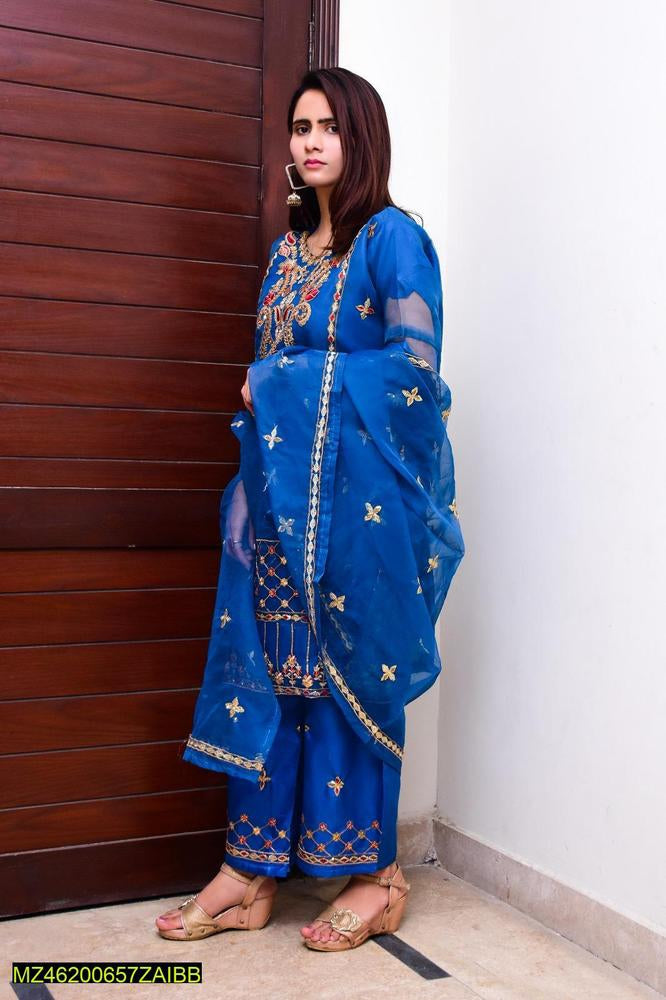 2 PCs women linen stitched suite