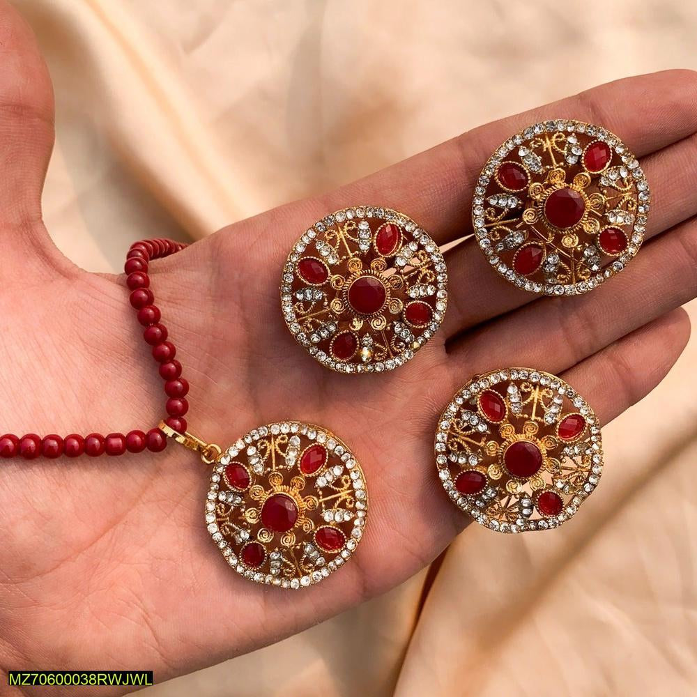Multi stones pendant locket set