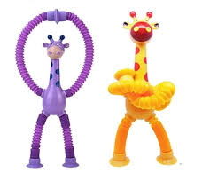 Telescopic Giraffe Pop Lights Tube - Sensory Suction Cup Toy for Kids | Stress Relief & Fun Play