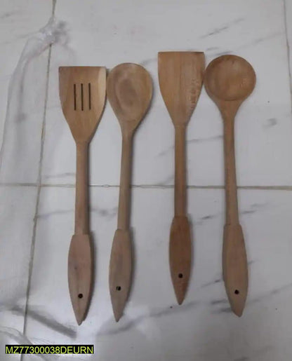 4 PCs wooden spatula spoons set