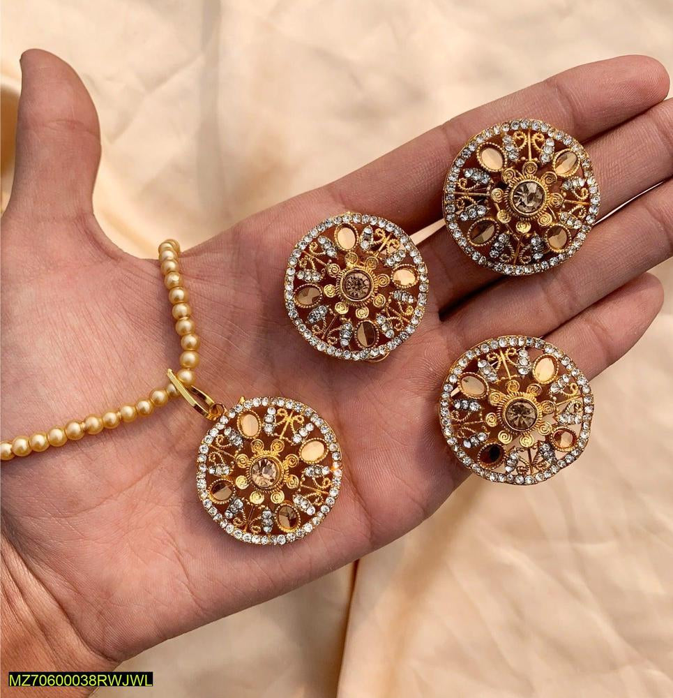 Multi stones pendant locket set