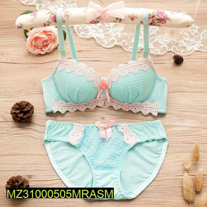 Cotton net lace work padded bikni set