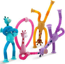 Telescopic Giraffe Pop Lights Tube - Sensory Suction Cup Toy for Kids | Stress Relief & Fun Play