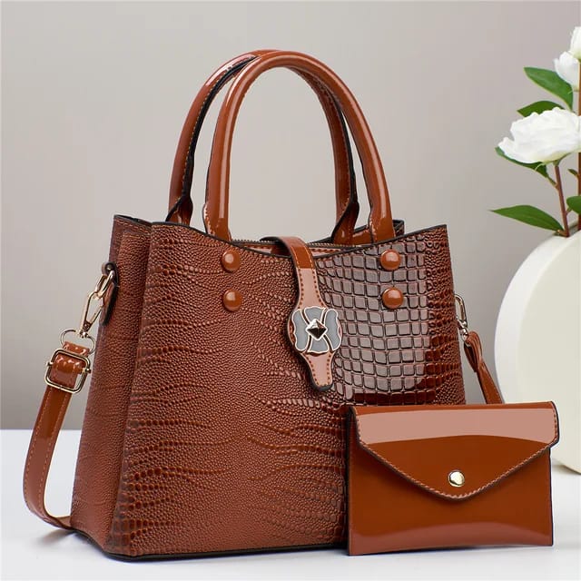 Women's shiny premium quality 2 PCs handbag set