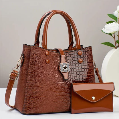 Women's shiny premium quality 2 PCs handbag set