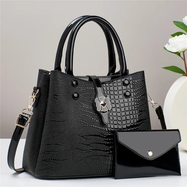 Women's shiny premium quality 2 PCs handbag set