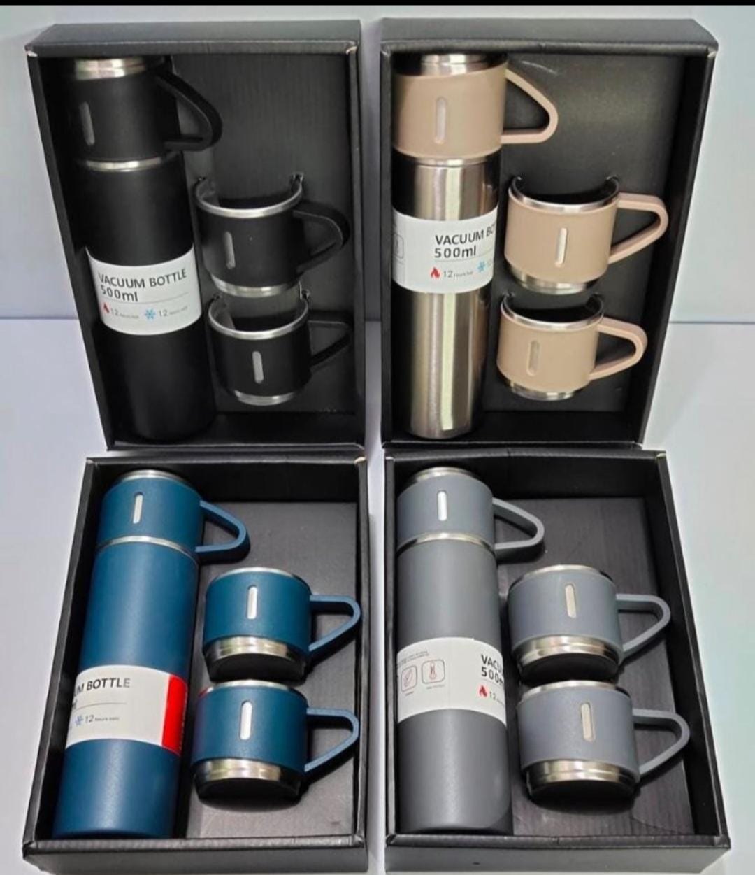 Stainless Steel Vacuum Thermal Flask Set with 3 cups-500ML